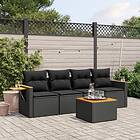 vidaXL Loungegrupp för trädgården med dynor 5 delar svart konstrotting 3226615