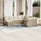 vidaXL Soffgrupp för trädgård med dynor 10 delar beige konstrotting 3254195
