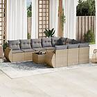 vidaXL Loungegrupp för trädgården m. dynor 11 delar beige konstrotting 3254236