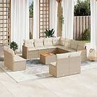 vidaXL Soffgrupp för trädgården 12 delar med dynor beige konstrotting 3258495