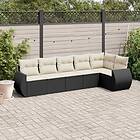 vidaXL Loungegrupp med dynor 6 delar svart konstrotting 3221385