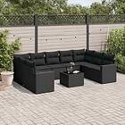 vidaXL Loungegrupp 10 delar med svarta dynor konstrotting 3219395