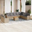 vidaXL Soffgrupp för trädgård med dynor 11 delar mixbeige konstrotting 3256528