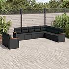 vidaXL Loungegrupp 10 delar med svarta dynor konstrotting 3226111