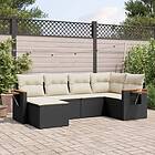 vidaXL Loungegrupp med dynor 6 delar svart konstrotting 3227015