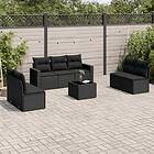 vidaXL Loungegrupp för trädgården med dynor 8 delar svart konstrotting 3218825