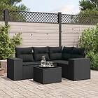 vidaXL Loungegrupp för trädgården med dynor 5 delar svart konstrotting 3254852