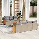 vidaXL Matgrupp för trädgården med dynor 8 delar beige konstrotting 3227487