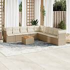 vidaXL Soffgrupp för trädgård med dynor 10 delar beige konstrotting 3256023