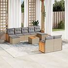 vidaXL Soffgrupp för trädgård med dynor 10 delar beige konstrotting 3228089