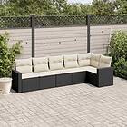 vidaXL Loungegrupp med dynor 6 delar svart konstrotting 3218976