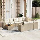 vidaXL Loungegrupp för trädgården m. dynor 11 delar beige konstrotting 3225631