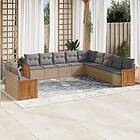 vidaXL Loungegrupp för trädgården m. dynor 11 delar beige konstrotting 3260211