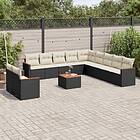 vidaXL Loungegrupp med dynor 12 delar svart konstrotting 3226133