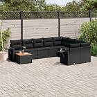 vidaXL Loungegrupp 10 delar med svarta dynor konstrotting 3257056