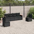 vidaXL Loungegrupp med dynor 6 delar svart konstrotting 3225859