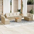 vidaXL Soffgrupp för trädgården med dynor 9 delar beige konstrotting 3225897