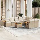 vidaXL Soffgrupp för trädgård med dynor 10 delar beige konstrotting 3259552