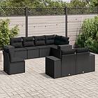 vidaXL Loungegrupp för trädgården med dynor 8 delar svart konstrotting 3255172