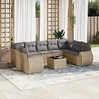 vidaXL Soffgrupp för trädgård med dynor 10 delar beige konstrotting 3254146