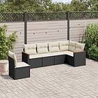 vidaXL Loungegrupp med dynor 6 delar svart konstrotting 3226014