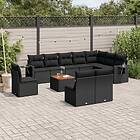 vidaXL Loungegrupp för trädgården m. dynor 11 delar konstrotting svart 3256944