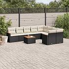 vidaXL Loungegrupp 10 delar med svarta dynor konstrotting 3226308