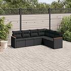 vidaXL Loungegrupp med dynor 6 delar svart konstrotting 3258401