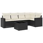 vidaXL Loungegrupp med dynor 6 delar svart konstrotting 3218926