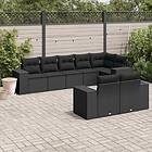 vidaXL Loungegrupp för trädgården med dynor 8 delar svart konstrotting 3222814