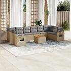 vidaXL Soffgrupp för trädgård med dynor 11 delar mixbeige konstrotting 3257067