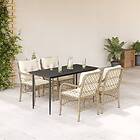 vidaXL Matgrupp för trädgården med dynor 5 delar beige konstrotting 3212140