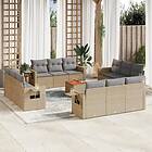 vidaXL Soffgrupp för trädgård med dynor 13 delar mixbeige konstrotting 3256829