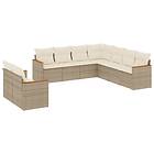 vidaXL Soffgrupp för trädgården med dynor 9 delar beige konstrotting 3226100