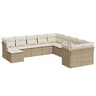 vidaXL Loungegrupp för trädgården m. dynor 11 delar beige konstrotting 3250447