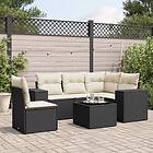 vidaXL Loungegrupp med dynor 6 delar svart konstrotting 3222585