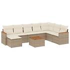 vidaXL Soffgrupp för trädgården med dynor 9 delar beige konstrotting 3258656