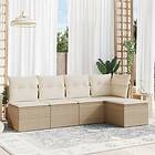 vidaXL Soffgrupp för trädgården med dynor 5 delar beige konstrotting 3249357