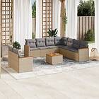 vidaXL Soffgrupp för trädgård med dynor 10 delar beige konstrotting 3258510