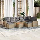 vidaXL Soffgrupp för trädgård med dynor 10 delar mixbeige konstrotting 3256738