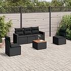 vidaXL Loungegrupp med dynor 6 delar svart konstrotting 3256391