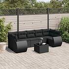 vidaXL Loungegrupp för trädgården med dynor 8 delar svart konstrotting 3221134