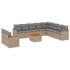 vidaXL Loungegrupp för trädgården m. dynor 11 delar beige konstrotting 3258524