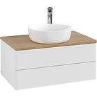 Villeroy & Boch V&B Antao Servantskap med 2 skuffer 80x50x36 cm, m/lys, Hvit Bla
