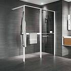 Novellini Kuadra HWZ2 Fastvegg 220 cm, Høyre, Hvit Matt/Klart Glass KUADHWZPSO22