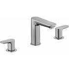 Duravit Wave 3-hulls Servantbatteri Med bunnventil, Børstet Rustfritt Stål WA106