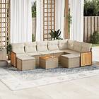 vidaXL Soffgrupp för trädgård med dynor 10 delar beige konstrotting 3228228