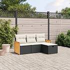 vidaXL Soffgrupp för trädgård med dynor 4 delar svart konstrotting 3265704