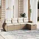 vidaXL Soffgrupp för trädgården med dynor 5 delar beige konstrotting 3264084