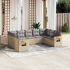 vidaXL Soffgrupp för trädgården med dynor 9 delar beige konstrotting 3227116
